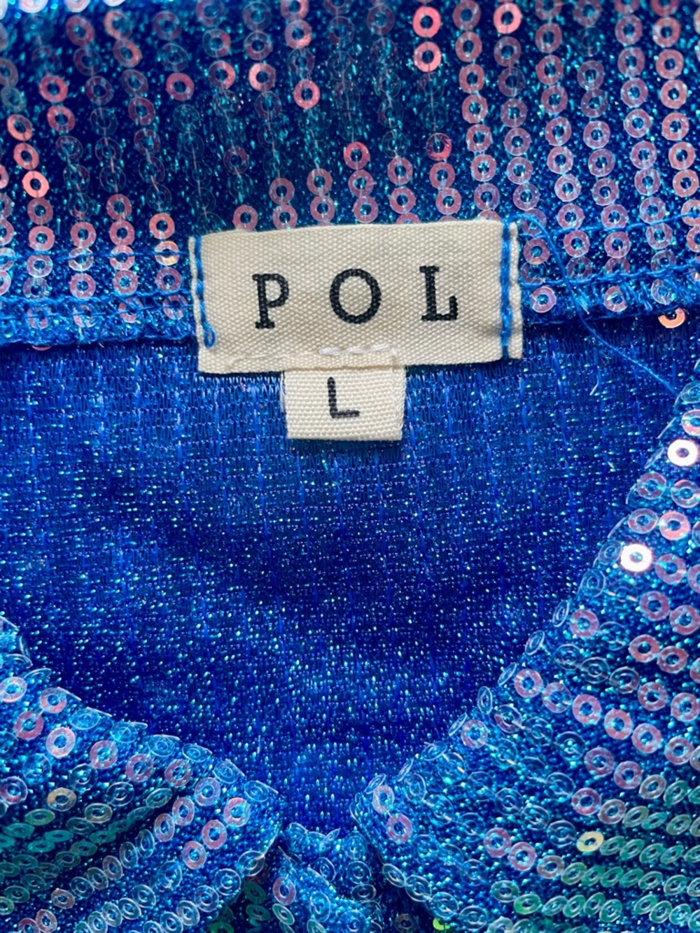 POL Sequin Long Sleeve Top – Blue Ocean (Large) New - Picture 7 of 11